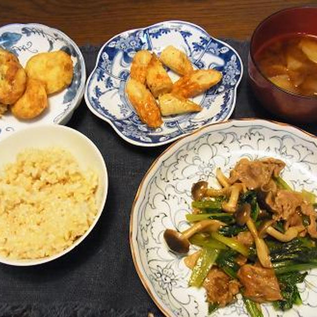 小松菜と豚肉の生姜炒め&味噌の放射能効果