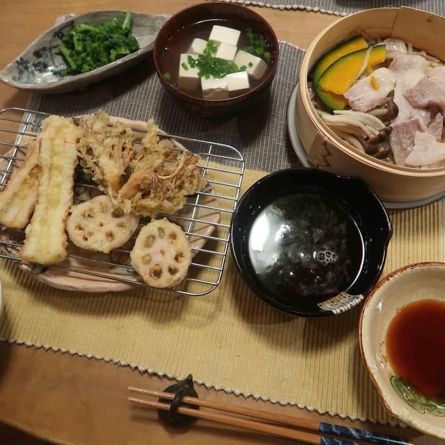 あるもので天ぷら３種＆蒸し野菜の晩ご飯　と　マウントバーム”しっかり芽”♪