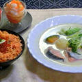 美味しい秋鮭で２品！！　ご飯とスープ！！