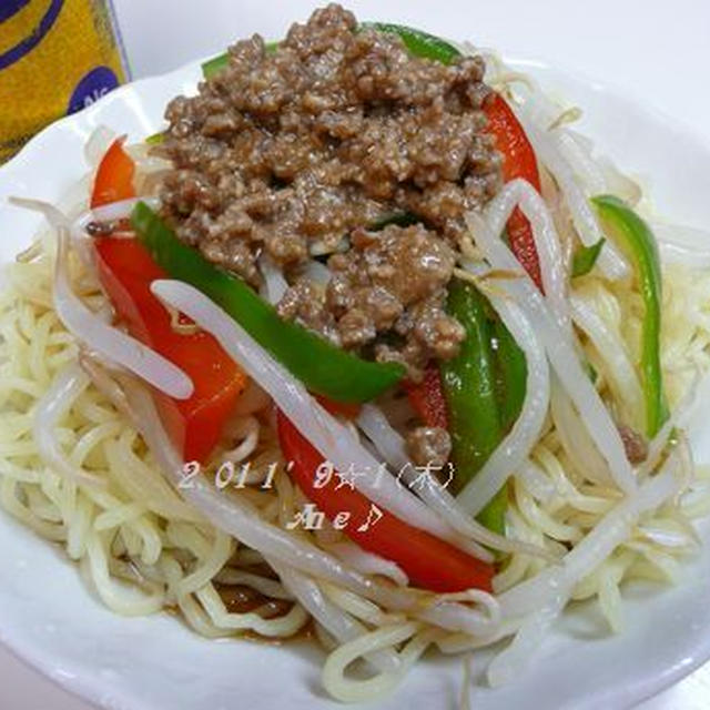 そぼろ餡かけ＆茹で野菜の冷やし麺～