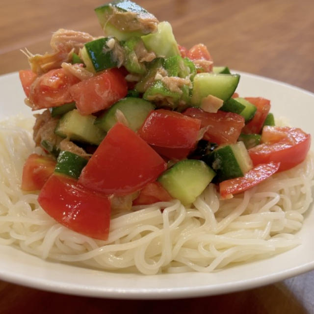 ツナと夏野菜のそうめん