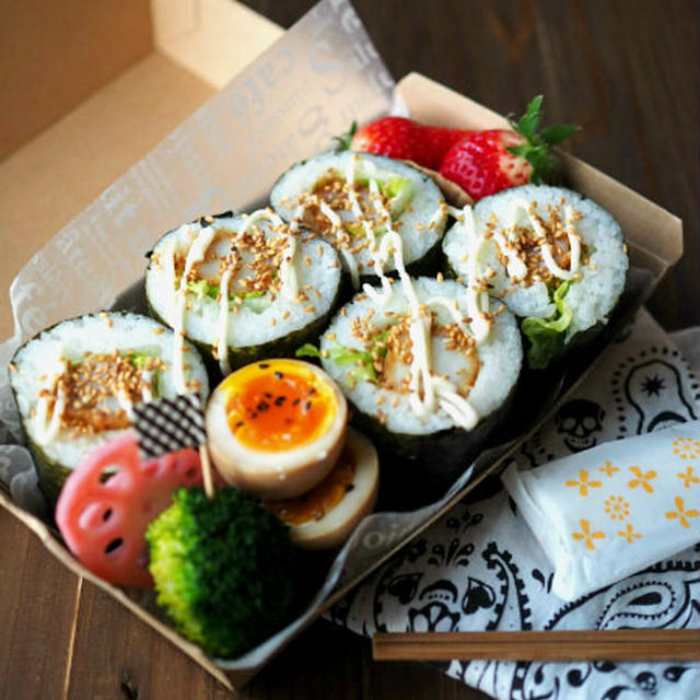 スキー教室用エビフライ巻き弁当