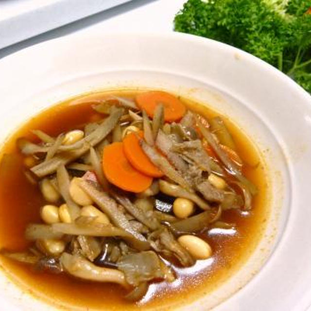 生姜焦がし醤油の　ホット野菜スープ