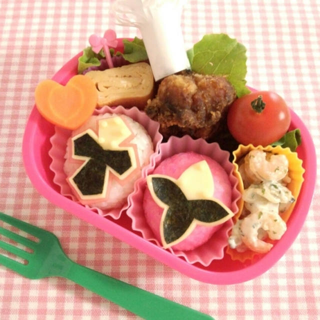 ニンニンジャーのキャラ弁(白・桃)