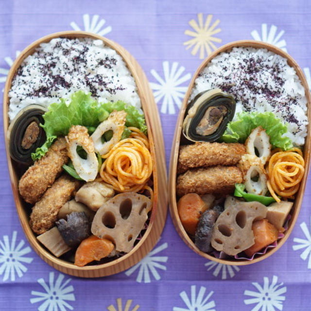 寝坊弁当には見えない？(笑)今日の兄弟わっぱ＆昨日の晩ゴハン