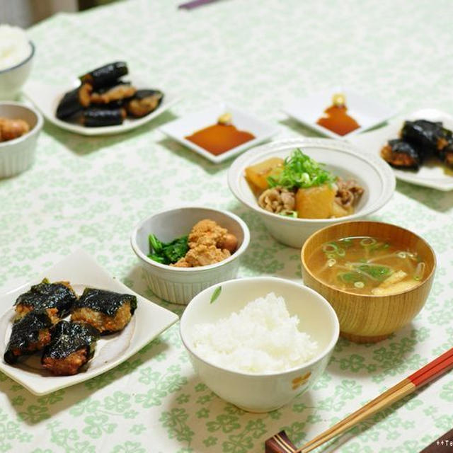 蓮根の和風チキンナゲットと鱈の子と菜の花の煮物、歩数計に一喜一憂