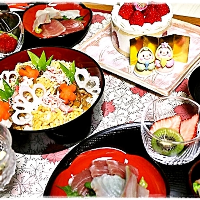■ おうち de ひなまつり ■ お雛様を一段に! 初節句おめでとう~♪(*´ω｀)