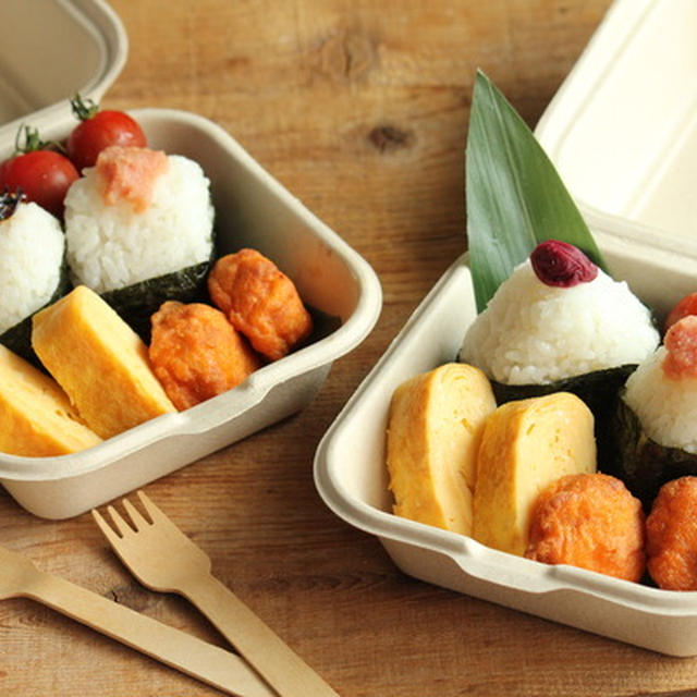 セリアのランチボックスでおにぎり弁当