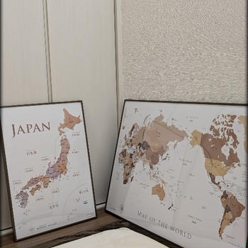 寄木風のおしゃれな日本地図と世界地図