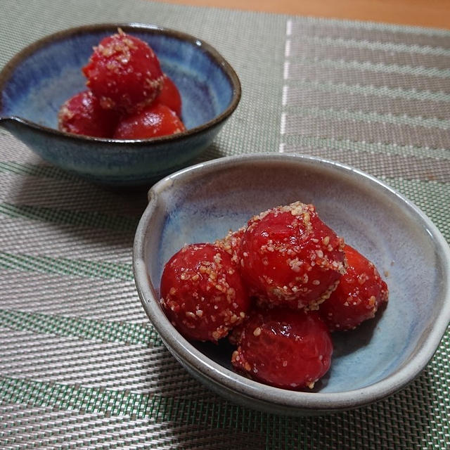 可愛い～♡ミニトマトの胡麻和え