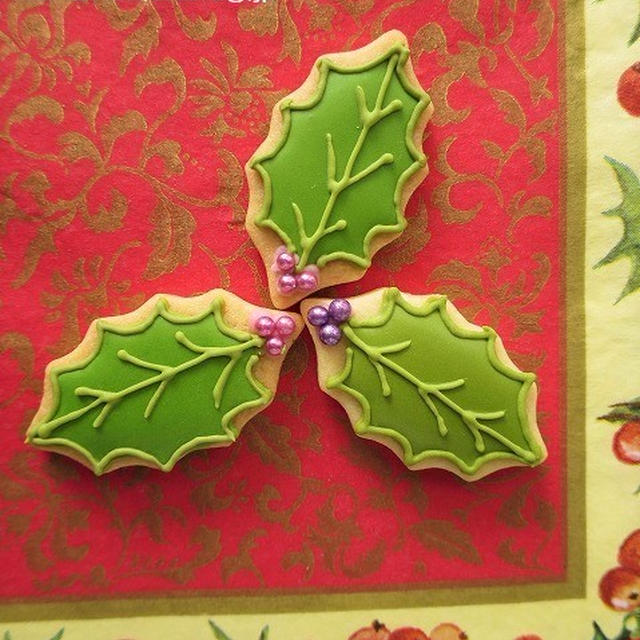 クリスマス＊柊のアイシングクッキー