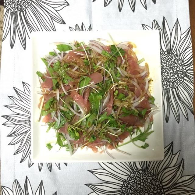 バジル醤油ドレッシングでマグロのカルパッチョ♡