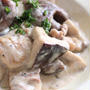 パンに合う料理8　鶏もも肉と椎茸のﾏｽﾀｰﾄﾞｸﾘｰﾑ煮