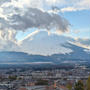 屋上足湯で富士山