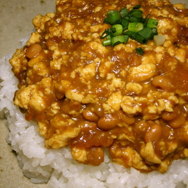 豆腐そぼろのネバネバ納豆キーマカレー