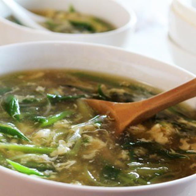 365日汁物レシピNo.9「葉ニンニクの中華スープ」