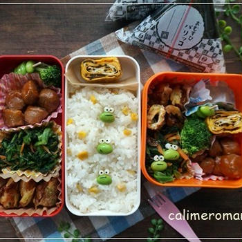 【娘のオベントウ】　枝豆カエルのお弁当