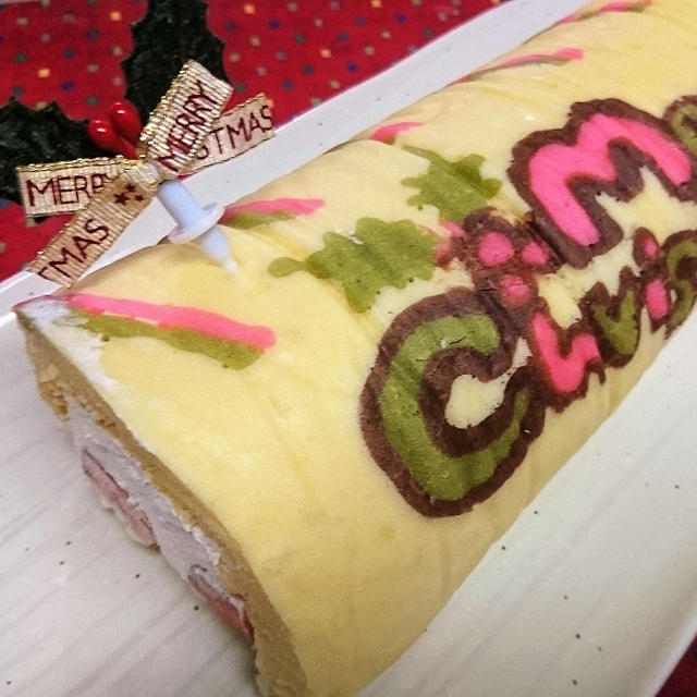 【レシピ】ＨＭ★ふんわり～★可愛い★子供喜ぶ【クリスマス★デコロールケーキ】