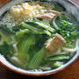 朝ごはんに「小松菜かすうどん」
