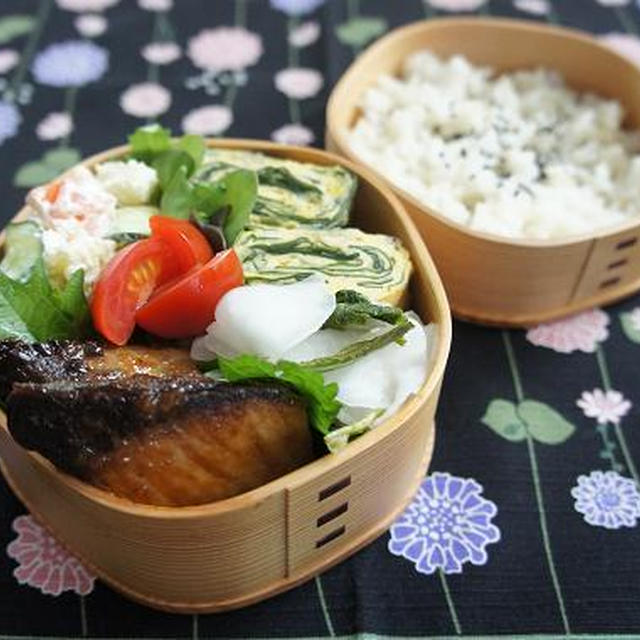 お弁当×ぶりの照り焼き