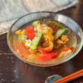 暑い夏にツルッと食べたい☆夏野菜で作るもずく酸辣湯