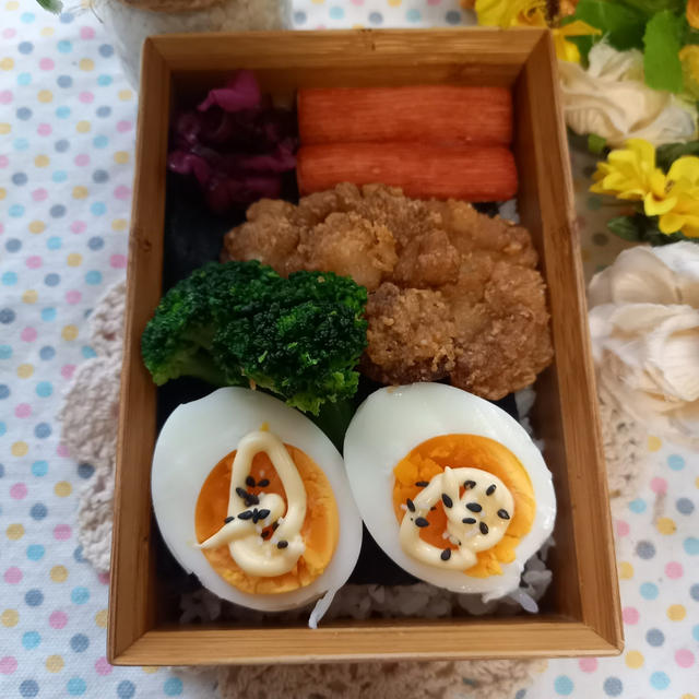 唐揚げ茹で玉のっけ海苔弁当〖ズボラ弁当〗