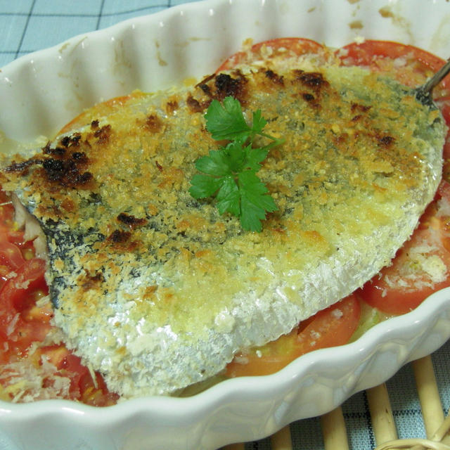 いわしとトマトの重ねオーブン焼き