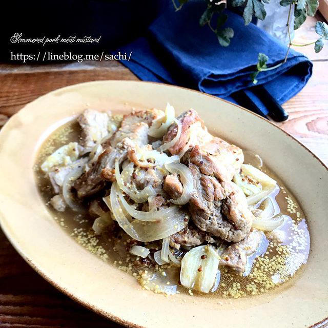 豚バラ肉の粒マスタード煮♡【#簡単レシピ#おかず】