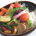 豚ヒレソテー弁当。野菜の煮物の晩ご飯
