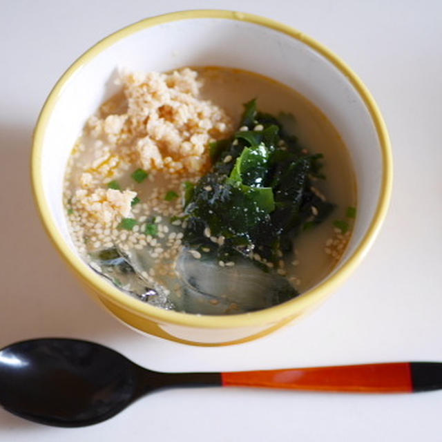 ごまわかめスープ×肉そぼろ×あったかご飯