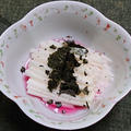 山芋短冊の梅酢ソース、タイラギの刺身