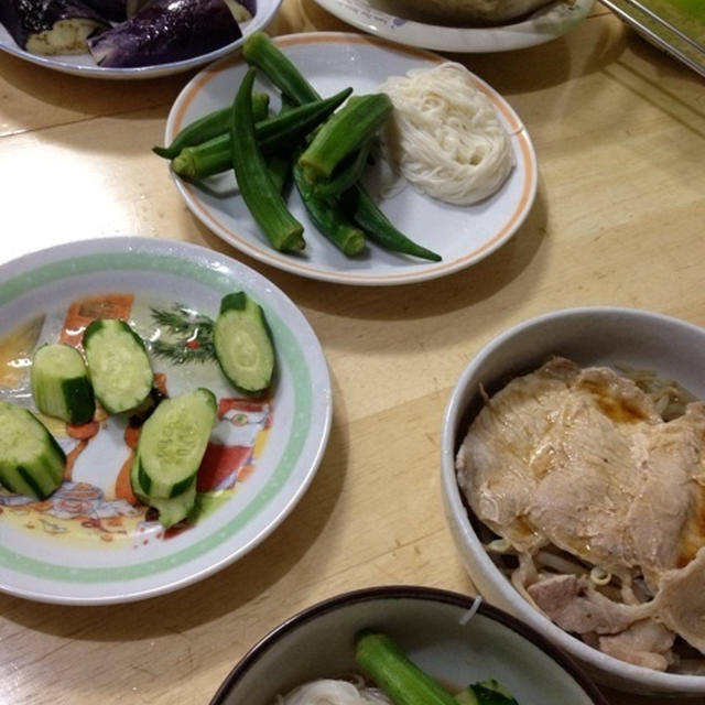 温玉素麺で晩酌