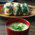 小松菜おにぎりと白菜の古漬けスープ