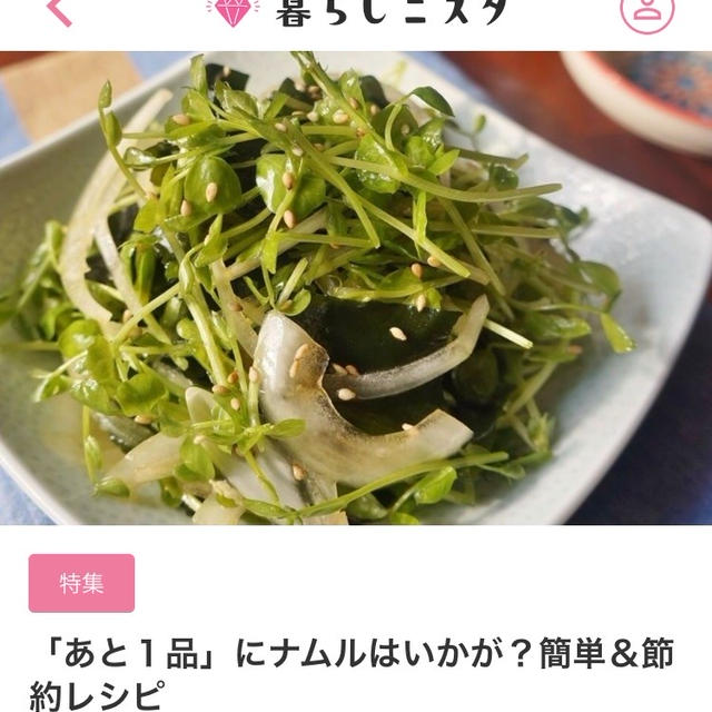 【ご報告】２つのナムルが、暮らしニスタの特集で掲載♡感謝