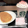 スタバSAKURAシリーズ☆さくら ホワイト チョコレートとバナナのミルクパンケーキ