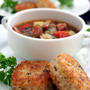 Multi Grain Rice Cheese Patties and Minestrone雑穀米ライスチーズボール