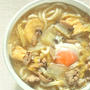 白菜使い切り、熱々、減塩〜ゴマと生姜の肉うどん。