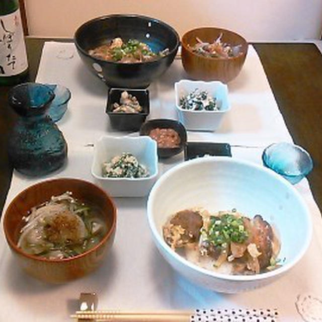 きゅうりとささみの梅酢味噌和え やら カツ丼 やら。