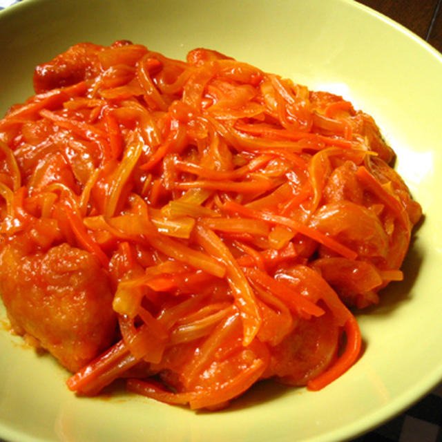 ささみの野菜たっぷり甘酢あんかけ