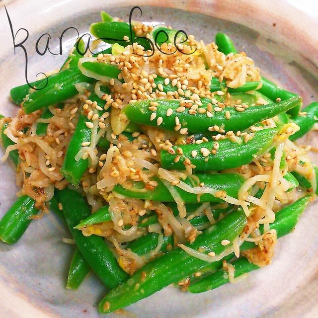 5分で簡単♡いんげんともやしの胡麻酢味噌あえ