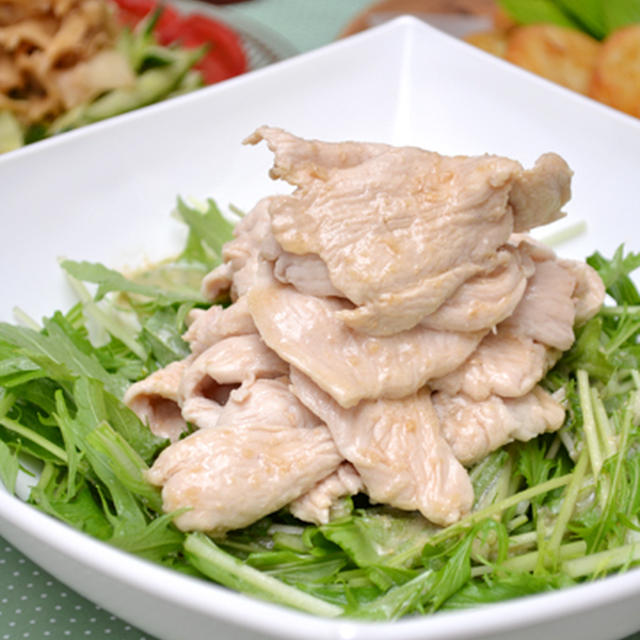 リクエスト 鶏冷しゃぶ もっちりチーズポテト ハナビラダケの中華サラダの晩ご飯 レシピブログ