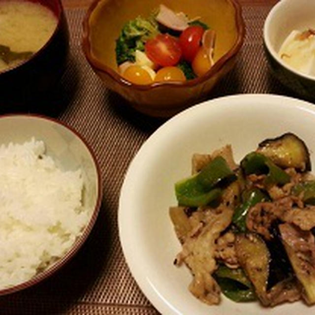 茄子とピーマンと豚肉の味噌炒め