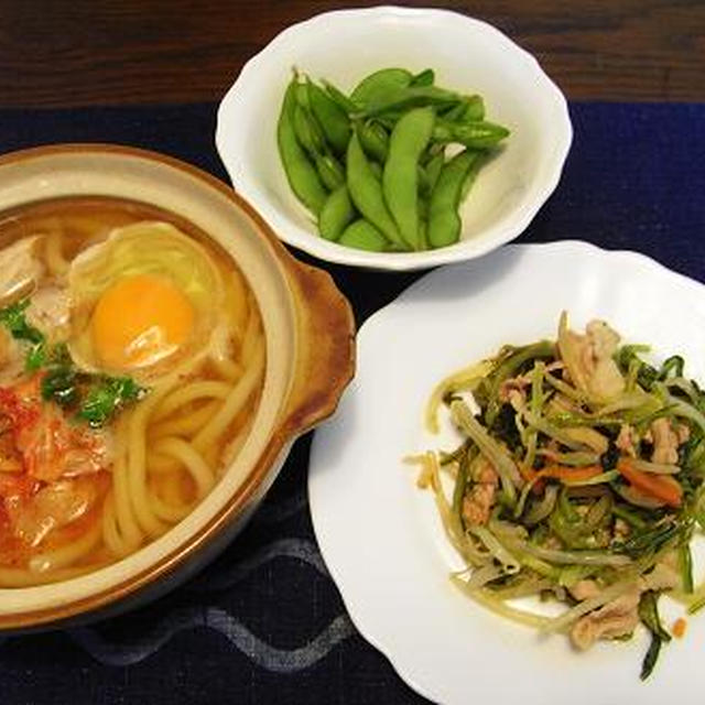 壬生菜と豚肉の生姜炒め＆二男から♪