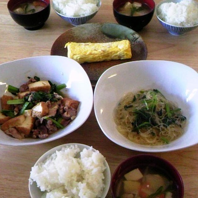 今日の昼ごはんは春雨ほうれん草など～！