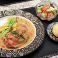 父の日は、骨付き鶏もも肉のカレークリーム煮きびきび添え。 by ゆりぽむさん