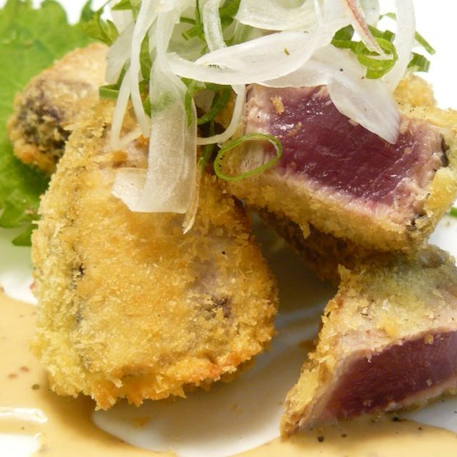 鰹のタタキでさくさくフライ。