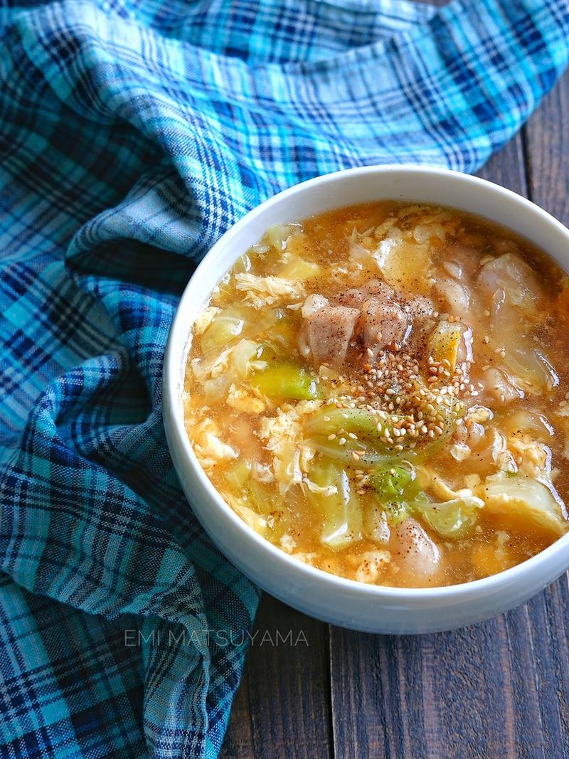 【具沢山なおかずスープ】キャベツと鶏肉のとろみかき玉スープ