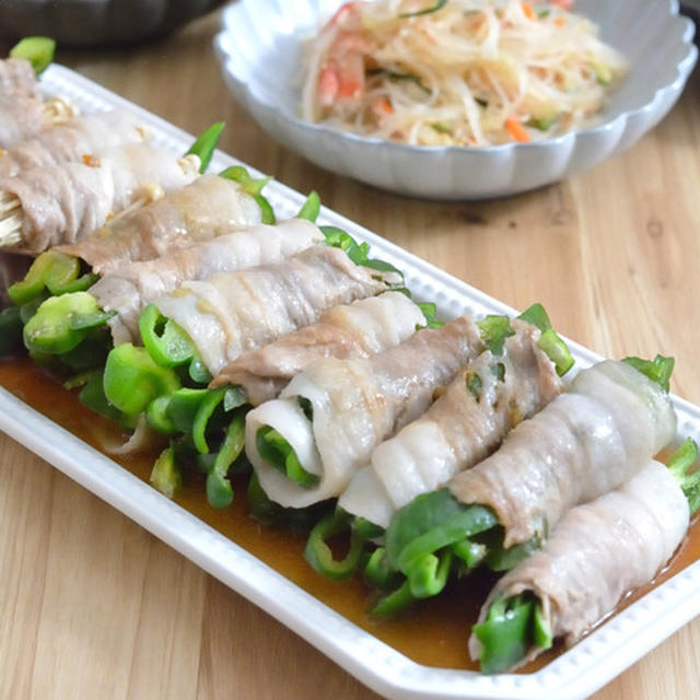 レンジ豚巻きピーマン 柚子胡椒風味。【レンジ調理・お弁当にも◎】