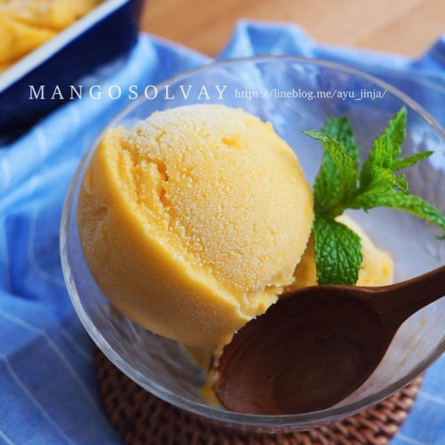 夏の作り置き♡冷凍マンゴーで超簡単【マンゴーソルベ】