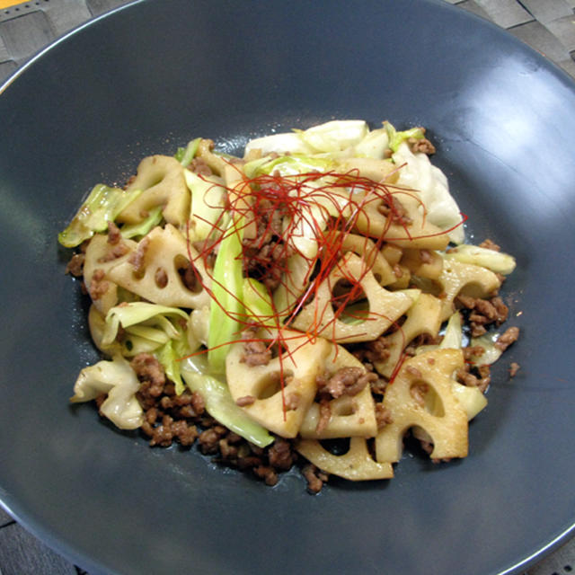■レンコンとひき肉の中華風オイスター炒め